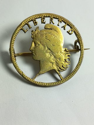 Antiguo Broche Moneda Calada 2 Centavos Argentina