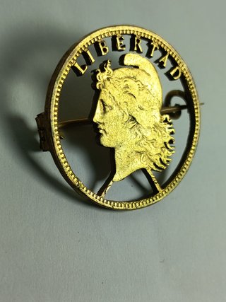Antiguo Broche Moneda Calada 2 Centavos Argentina