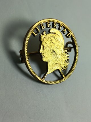 Antiguo Broche Moneda Calada 2 Centavos Argentina