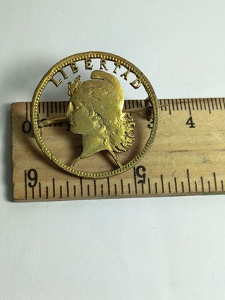 Antiguo Broche Moneda Calada 2 Centavos Argentina