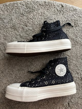 Converse Bota Plataforma Negro Blanco