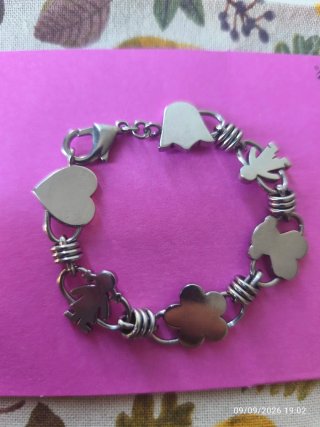 Pulsera Tous Acero Corazón oro tulipán etc