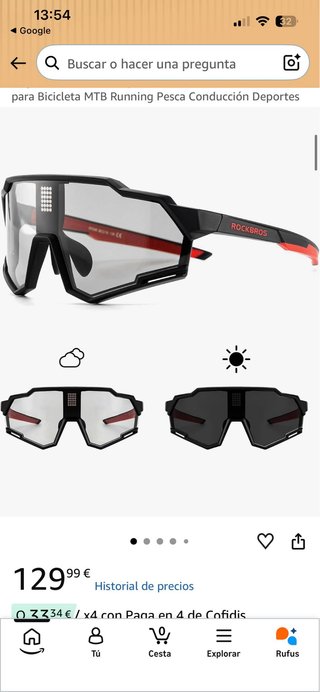 Gafas de sol ROCKBROS negras y rojas