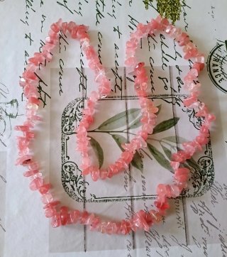 Collana Quarzo Rosa Pietra Dura Lunghezza 84 cm