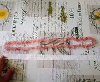 Collana Quarzo Rosa Pietra Dura Lunghezza 84 cm