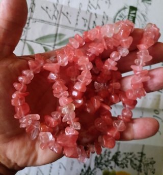 Collana Quarzo Rosa Pietra Dura Lunghezza 84 cm
