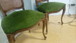 Juego de 2 Sillas Vintage Madera y Rattan