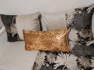 Fundas salón marroquí negro y dorad
