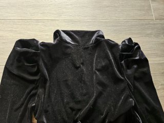Abiti Corto Elegante in Velluto Nero Lumina - M