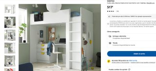 Litera IKEA con armario (y escritorio opcional).