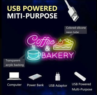 Lampada Neon LED "Coffee & Bakery"