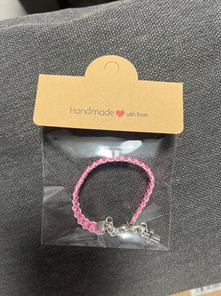 Pulseras Macramé Azul y Rosa con Colgante Cruz