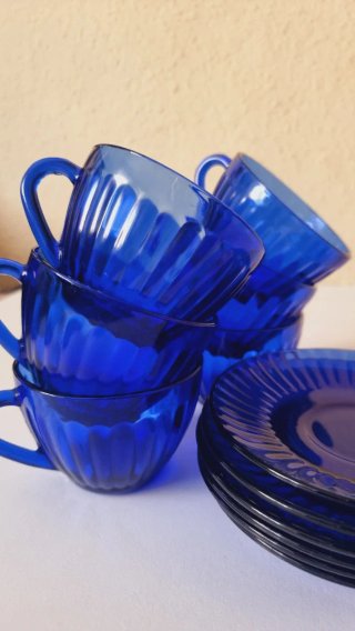 Juego 6 Tazas Café Vintage Duralex cobalt