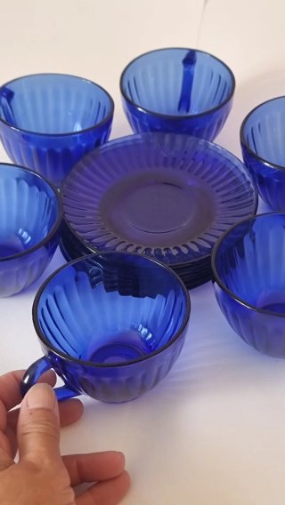 Juego 6 Tazas Café Vintage Duralex cobalt