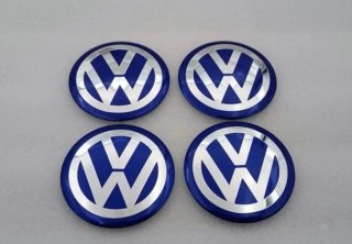 8 x CHAPAS DE CENTRO DE RUEDA VOLKSWAGEN 90MM AZU