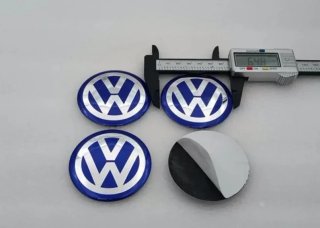 8 x CHAPAS DE CENTRO DE RUEDA VOLKSWAGEN 90MM AZU