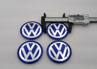 8 x CHAPAS DE CENTRO DE RUEDA VOLKSWAGEN 90MM AZU