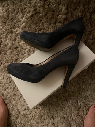 Zapatos tacón ante azul marino Gloria Ortiz talla