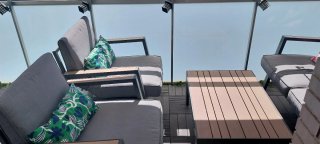 Conjunto Terraza/Jardín Metal y Tela, 4 piezas.