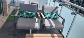 Conjunto Terraza/Jardín Metal y Tela, 4 piezas.