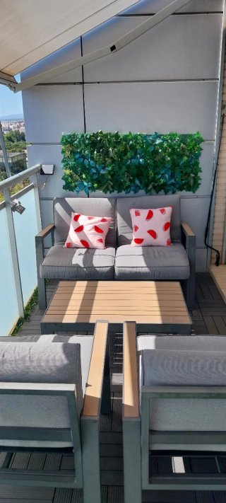 Conjunto Terraza/Jardín Metal y Tela, 4 piezas.