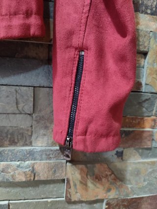 Chaqueta biker roja efecto ante Talla S mujer