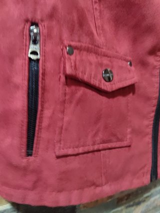 Chaqueta biker roja efecto ante Talla S mujer