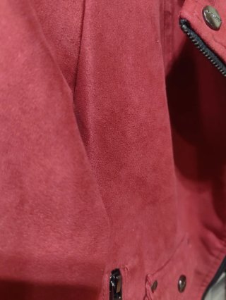 Chaqueta biker roja efecto ante Talla S mujer