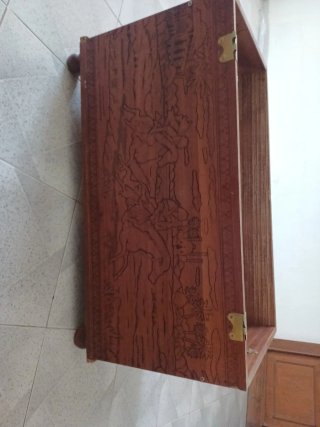 Baúl Madera Maciza Tallada Antiguo