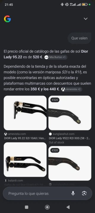 Gafas de sol Dior chica negras