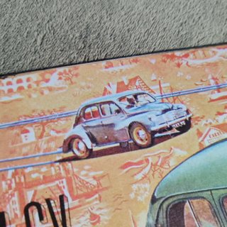 Placa Metálica Renault 4 CV, 30x20 cms