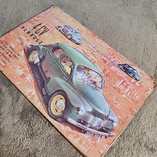 Placa Metálica Renault 4 CV, 30x20 cms