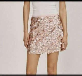 Falda Zara lentejuelas rosa y dorada talla M