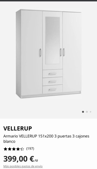 Armario VELLERUP 3 puertas blanco