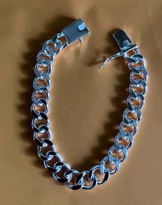 Bracciale da uomo colore argento largo 10 mm