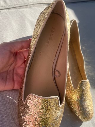 Mocasines Zara Purpurina Dorados
