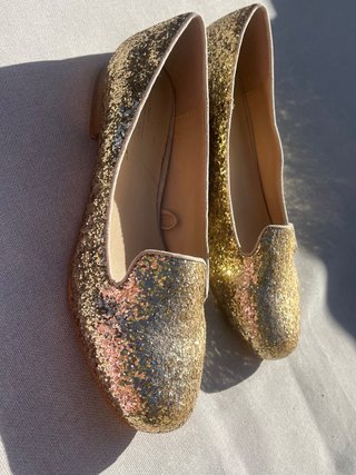 Mocasines Zara Purpurina Dorados