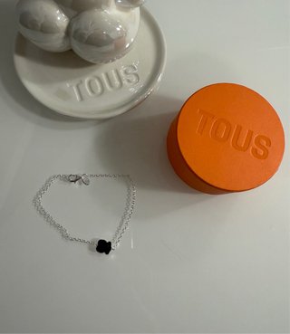 Pulseira Tous Ursinho Preto e Prata