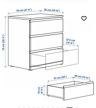 Cómoda IKEA STORKLINTA 3 cajones Roble