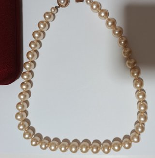 Collar Perlas Majorica Vintage Beige y Oro
