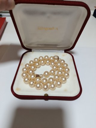 Collar Perlas Majorica Vintage Beige y Oro