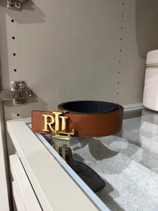 Cinturón Ralph Lauren Negro Hebilla Dorada