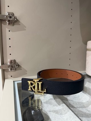 Cinturón Ralph Lauren Negro Hebilla Dorada