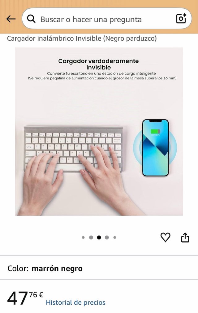 Cargador inalámbrico invisible bajo mesa + adaptad