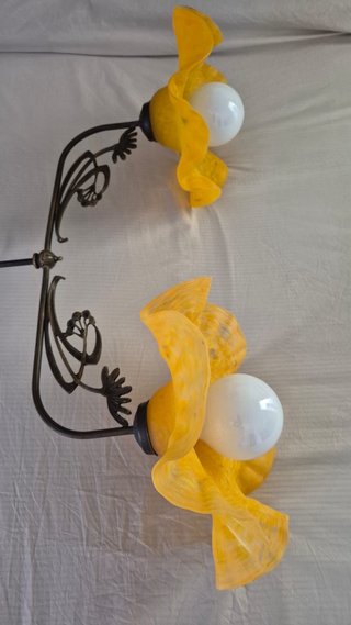 Lámpara colgante vintage cristal amarillo