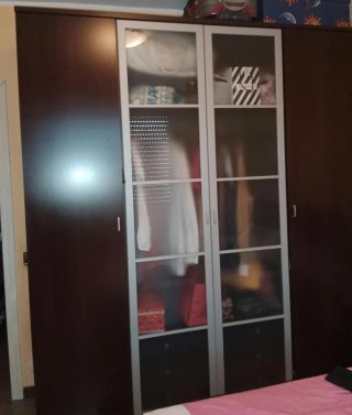 Armario 4 puertas madera y cristal