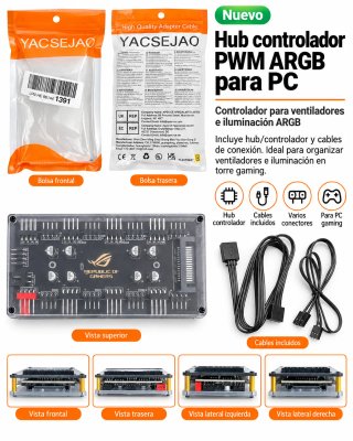 Hub controlador PWM ARGB para PC YACSEJAO