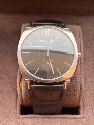 Reloj Chaumet Paris Esfera Negra Correa Piel