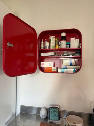 Botiquín metálico de pared rojo o blanco gunern