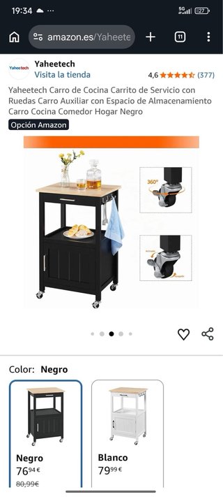 Carrito de cocina Yaheetech con ruedas
